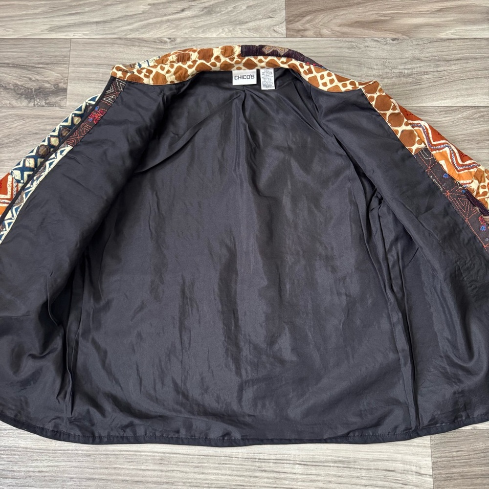 Chico's Brown Boho Patchwork Embroidered Button D… - image 5